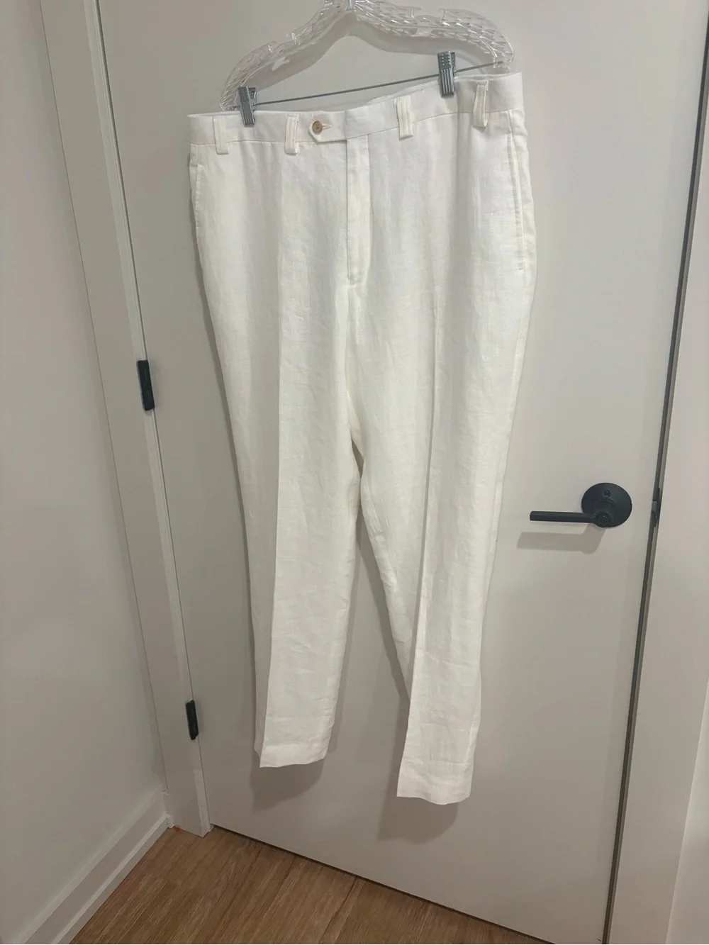 Lauren Ralph Lauren White 100% Linen Trouser Pants Beach Wedding Resort 40 x 32
